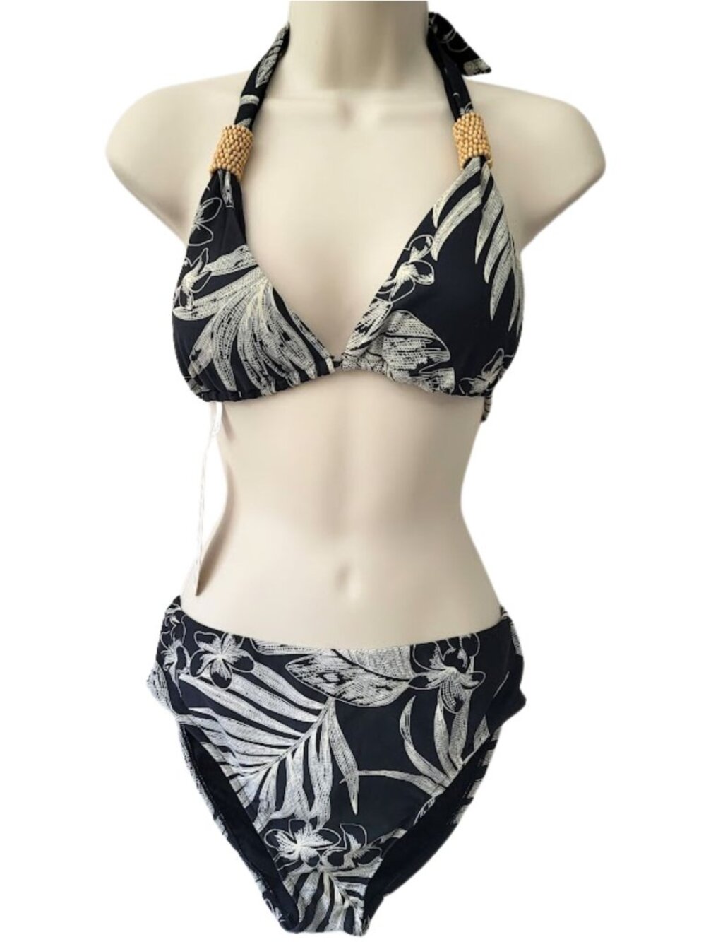 SUNSETS NWT Beaded Halter Top & High Waist Bottoms 2-Piece Bikini Set Women's M